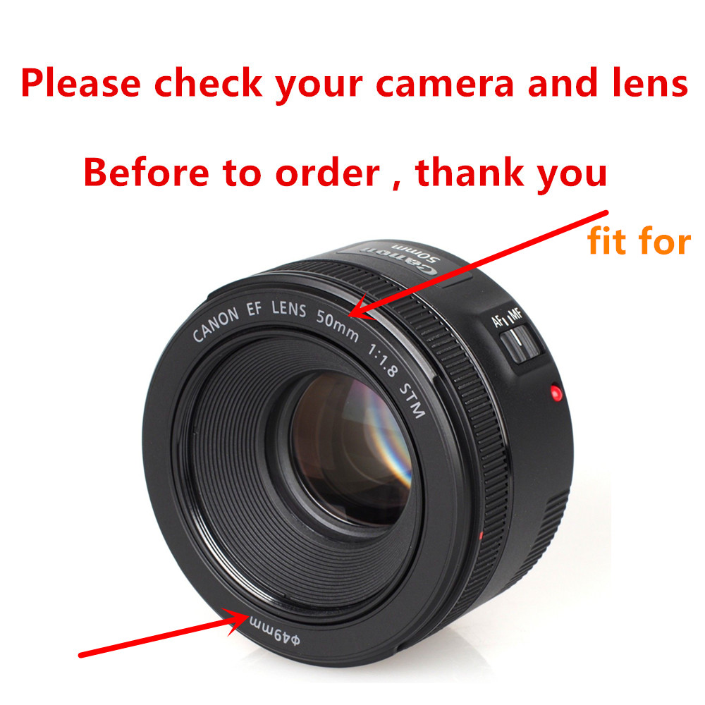 49mm UV Filter Lens Hood for Canon EF 50mm f/1.8 STM Lens EOS 6D Mark II 80D 77D 70D 60D 800D 750D 760D 700D 1300D 4000D 2000D