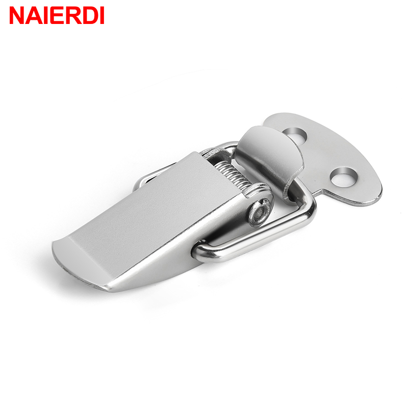 4PC NAIERDI-J105 Cabinet Box Locks Spring Loaded Latch Catch Toggle 27*63 Iron Hasps For Sliding Door Window Furniture Hardware