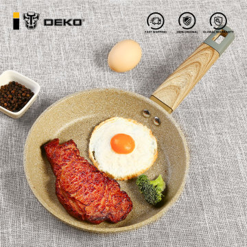 DEKO Frying Pan Non-Stick Pot With Heat Resistant Wooden Handle Egg Ham Skillet Sauce Maker Kitchen Tools