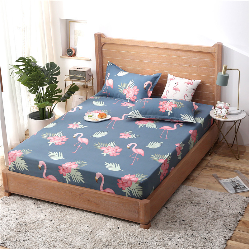 Bed Sheet Stars Printed Fitted Sheet With Pillowcase Anti-skid Bed Linen Polyester Queen Size Mattress Cover With Elastic Band