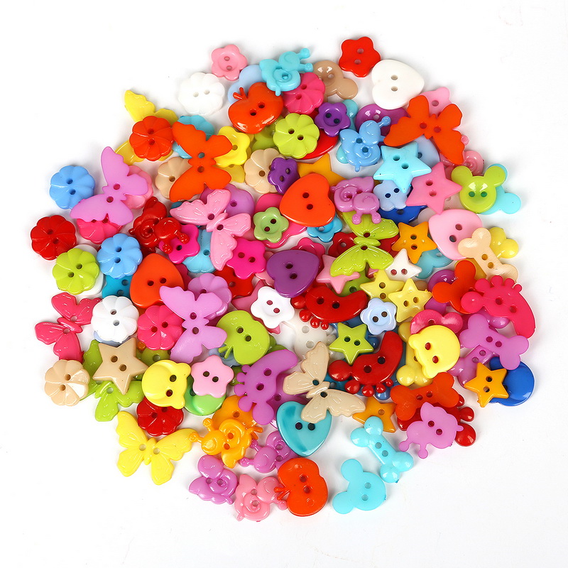 19Style 50PCS Mix Shape Lots Colors DIY Scrapbooking Cartoon Buttons Plastic Buttons Children's Garment Sewing Notions