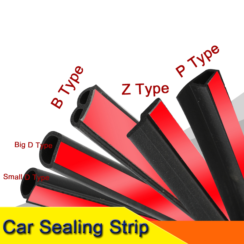 4m Car Door Seal Strip EPDM Rubber Noise Insulation Weatherstrip Soundproof B P Z D Shape Type Car Seal Strong Adhensive Sticker