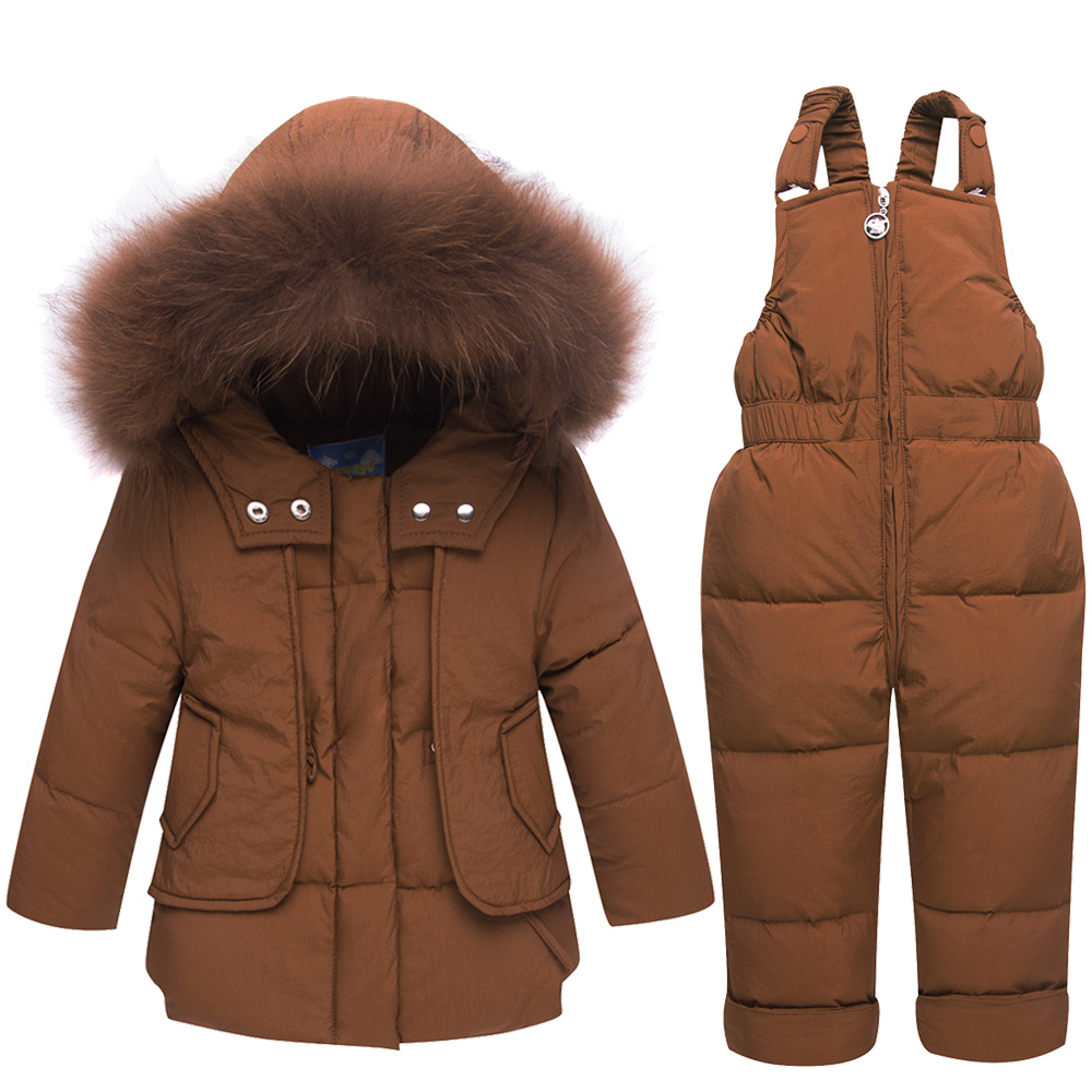 Infant Winter Clothing Baby Fur Snowsuit Hoodies Jacket Duck Down Toddler Girls Outfits Snow Wear Jumpsuit Snow Coats