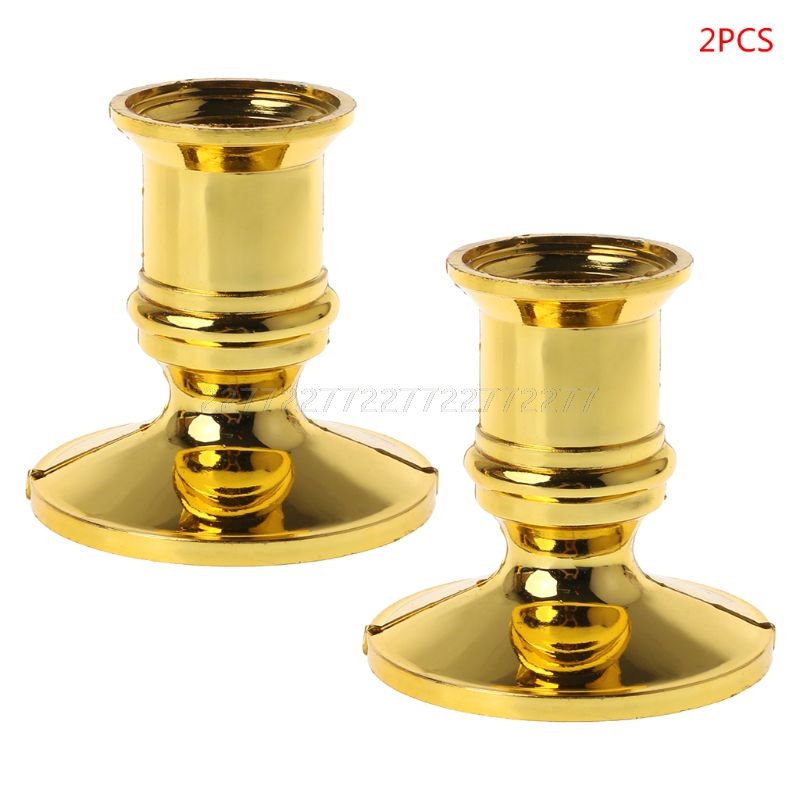 2pcs Plastic Gold Plated Candle Base Holder Pillar Candlestick Stand For Electronic Candles Tapers Christmas N21 19 Dropship