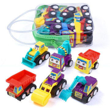 6PCS/Lot Baby Toys Mini Construction Vehicle Cars- Cement , Bulldozer, Road Roller, Excavator, Dump Truck, Tractor Toys for Boy