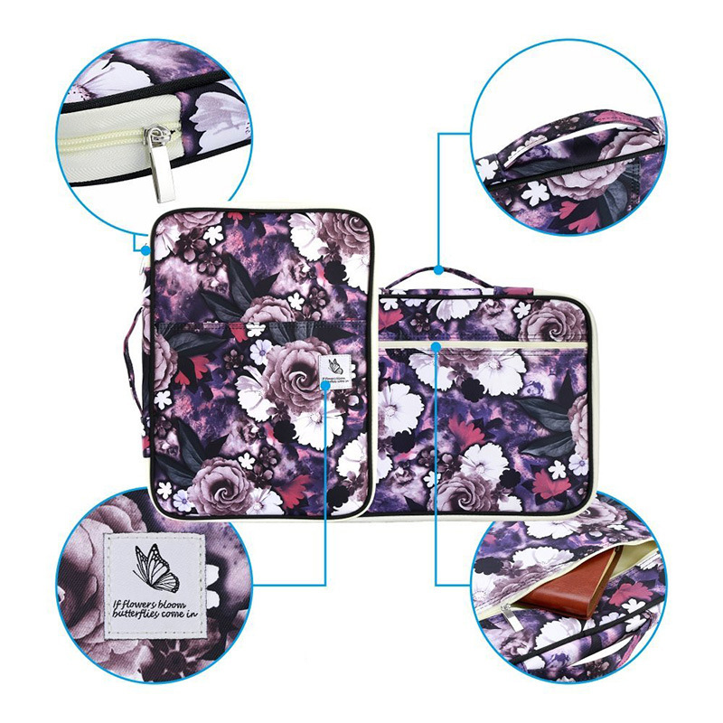 Kawaii File Folder A4 Cute Flower Document Organizer Big Cabinet for Ipad Case Zipper Filling Product Zipper Fichario Holder Kit