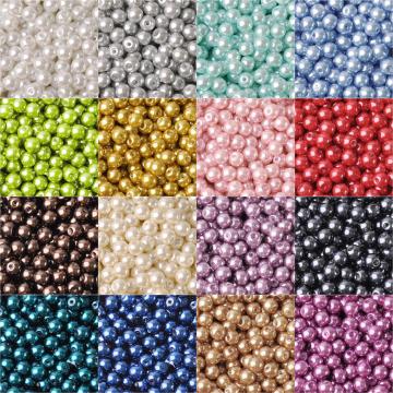 Lot Colors Round Pearl Coated Glass 4mm 6mm 8mm 10mm 12mm 14mm 16mm Loose Spacer Beads for Jewelry Making DIY Crafts