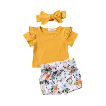 Newborn Baby Girl Summer Clothes Ruffle Romper Tops Floral Pants Shorts Outfits