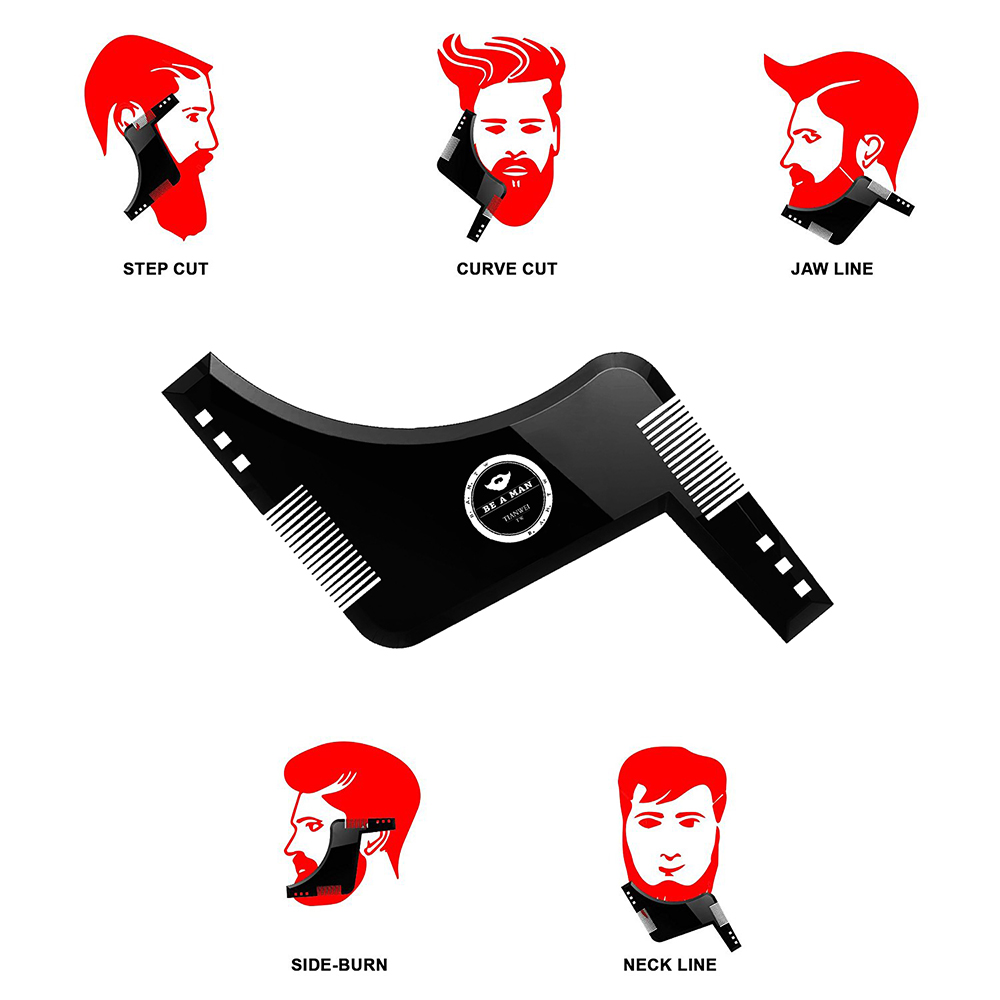 Fashion Beard Styling Template Comb New Barber Tool Mustache Symmetry Trimming Styling Stencil 3 Colors Optional