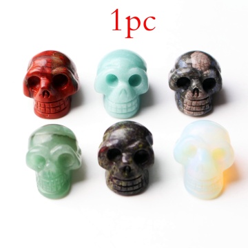 1PC Natural Crystal Quartz Skull Head Mini Hand Carved Statue Home Decor Figurine Craft Healing Pendant Gift Gems