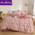 Japanese simple four-piece bedding bed linen bed sheet quilt cover pillow case autumn and winter three-piece dormitory student