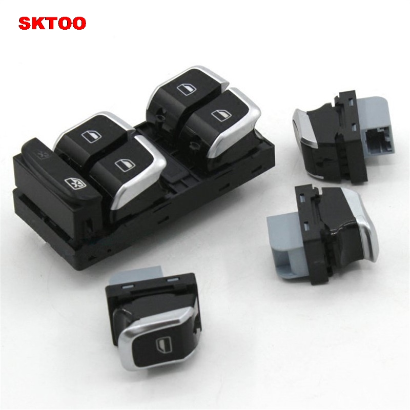 SKTOO Chrome Master Window Lifter Switch+Trunk Switch+ Side Mirror Switch with folding For Audi Q5 B8 B9 A4 A5 8KD 959 851A