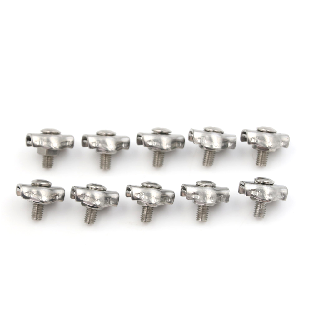 10Pcs M2 (M3, M4, M5, M6 Are Available Too) Clip 304 Stainless Steel Wire Rope Simple Grip Cable Clamps Caliper