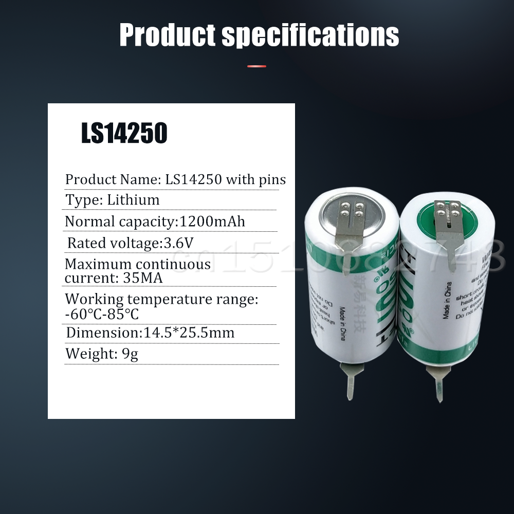 12pcs/lot New Original SAFT LS 14250 LS14250 14250 3.6V 1/2 AA 1/2AA primary battery LS14250 PLC Lithium Battery With Pins