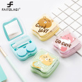 Cute Contact Lens Box Cartoon Square Contact Lens Cases With Mirror Women Girls Travel Contact Lenses Kit Container Case