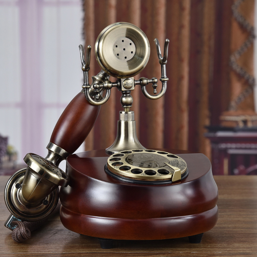 Classic Retro Corded Telephone Rotary Dial Phone Landline, Mechanical Dual Bell, Electronic Bell Old Fashioned Phone for Home