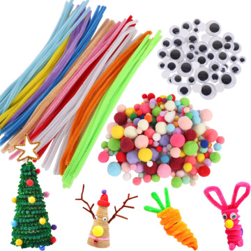 Colorful Plush Stick Pompoms Rainbow Color Chenille Stems For Kid Creative Educational DIY Toy Dolls Material Handmade Art Craft