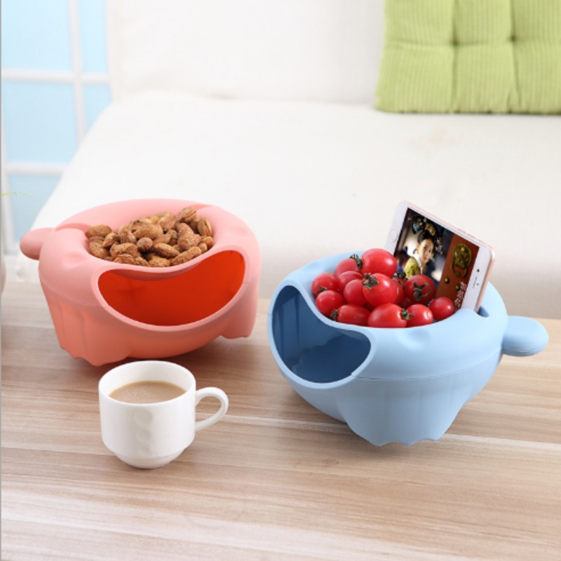 Creative Fruit Bowl Hemispherical Desktop Plastic Trash Can Double-layer Melon nut Tray Storage box