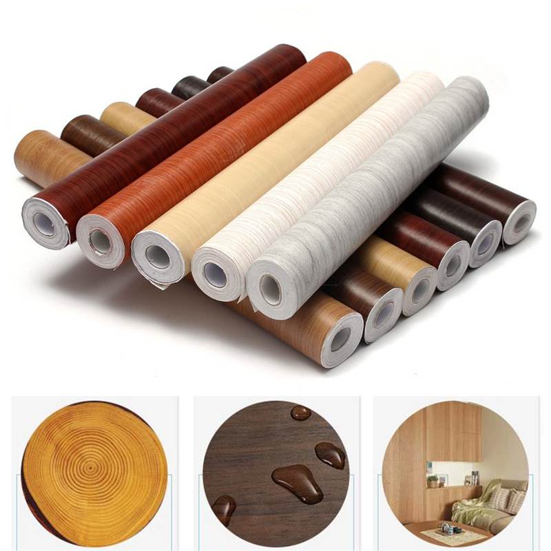 3D 10M Home Decor Waterproof PVC Vinyl Wood Grain Self Adhesive Wallpaper Kitchen Wardrobe Cabinet Furniture Wall Stickers