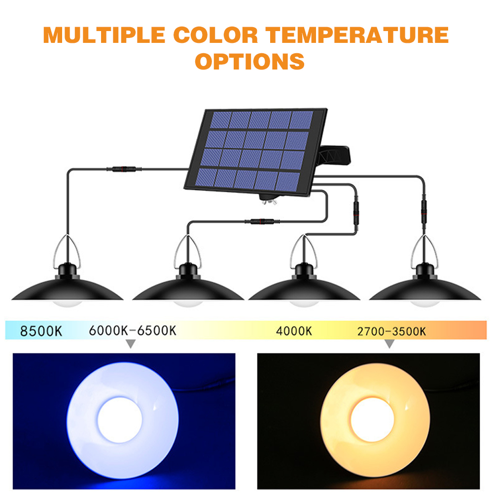 DUI 4 lamp caps warm white garden home lighting courtyard decorative solar LED outdoor chandelier indoor glossiness solar bulbs