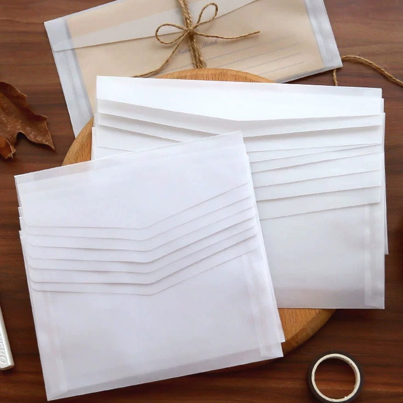 100pcs Semi-Transparent Sulfuric Acid Paper Envelope DIY Multifunction Sets For Letter Postcard Small Gifts Card Wedding Invitat