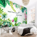 Decorative wallpaper Northern Europe simple small fresh tropical plant banana leaf background wall painting
