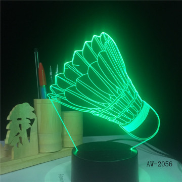 Badminton Model 3D Night Lamp 7Colors Table Lamp Novelty Product light with Touch Button For Friends Kids Birthday Gift AW-2650