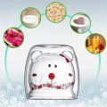 Lovely Glass Mugs Bear Cat Dog Animal Double-layer Tea Milk Coffee Cup With Round Mouth Prevent Scald Cartoon Christmas Gift