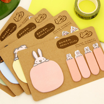 Novelty Kawaii Animal Kraft Paper Mini Memo Pad Sticky Notes Bookmark Gift Stationery Office accessories School supplies