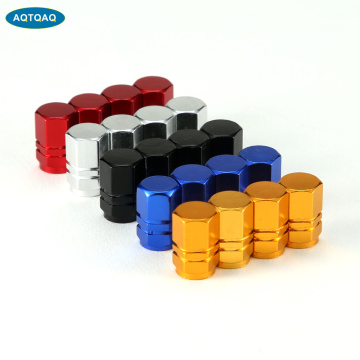 4Pcs/lot Tire Valve Stem Caps, Hex Design Multi-Color Anodized Machined Aluminum Alloy Bicycle Bike Tire Valve Caps Dust Covers