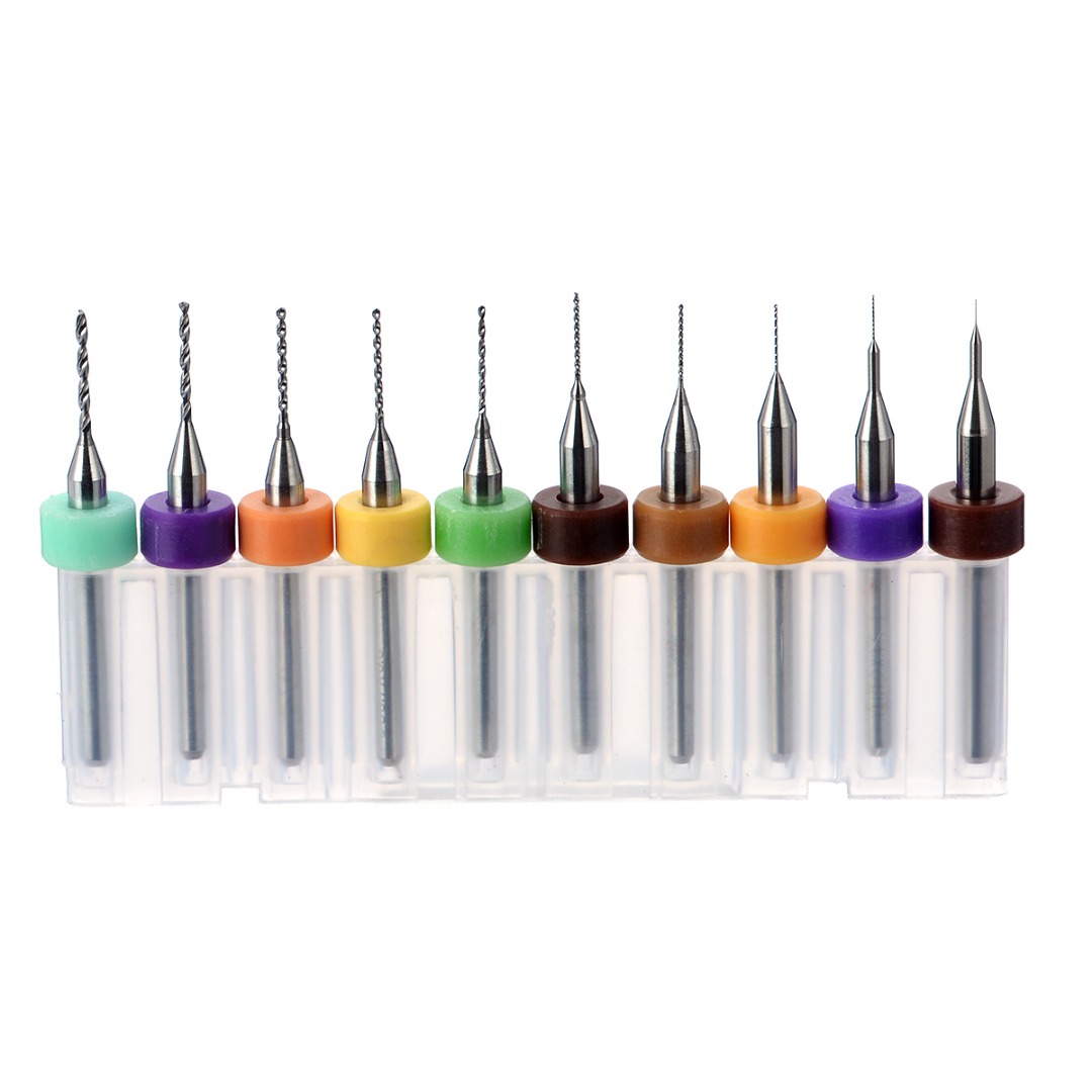 10pcs PCB Carbide Twist Drill Bits Set 0.1-1.0mm Micro Jewelry Rotary Tool CNC Milling Cutters