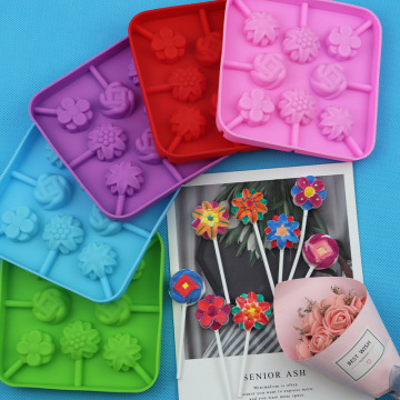 1PC flower silicone lollipop mold ice cube ice cream mold kitchen tool DIY food easy to demould recyclable free 20 sticks