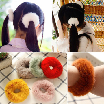 Fur Rabbit Hair Soft Elastic Hair Bands Women Girls Cute Scrunchie Ponytail Holder Rubber Band Fashion Hair Accessories