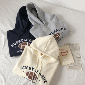 Rugby clothes oversized for women Hoodies tops print Sweatshirts Hooded Harajuku Spring summer Casual Vintage Korean Pullovers