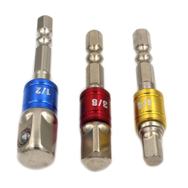 1/4" 3/8" 1/2" Socket Adapter Drive Hex Shank Converter Impact Set Extension Drill Bits Power Tool Accessories 3 Styles