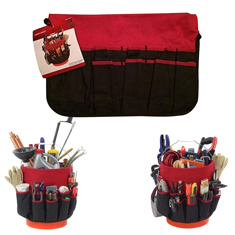 42 Pockets Bucket Tool Organizer Large Capacity Garden Tool Bag Multifunctional Storage Bag Tool Cabinet 29x45cm WWO66