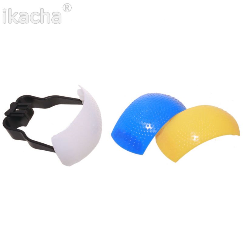 1 Set Blue White Yellow Pop-Up Flash Diffuser Cover for Canon Nikon Sony DSLR SLR Camera 3 Colors