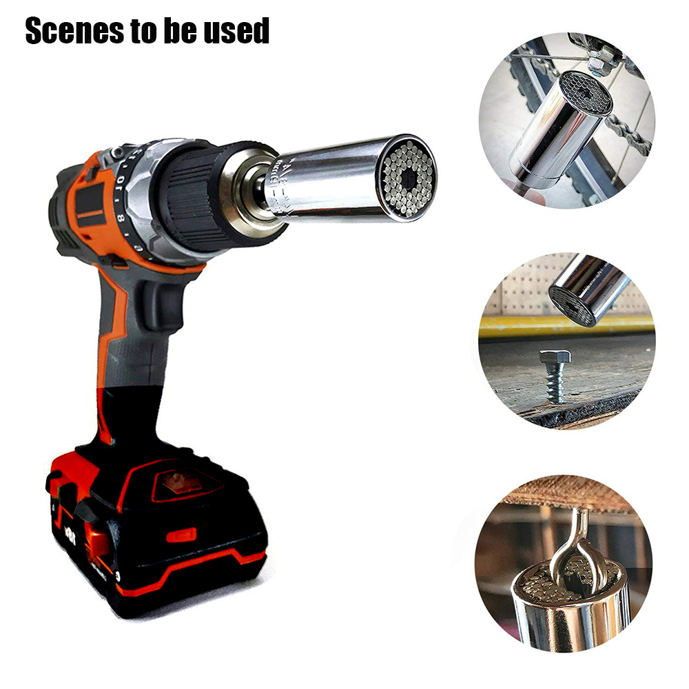 1 set Universal Torque Wrench Head Set Socket Sleeve 7-19mm Power Drill Ratchet Bushing Spanner Key Magic Grip Multi Hand Tools