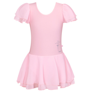 Pink Baby Girls Ballet Gymnastics Leotard Kids' Short Sleeve Dancewear One Piece Ballet Dress Training Stage Performance Costume