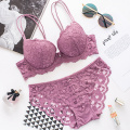 2021 Lace Floral Lingerie Set Push Up Bra Women Comfort Adjusted Bra And Panty Set Sexy Backless Wireless Underwear Set