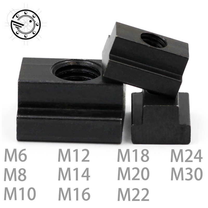 M6 M8 M10 M12 M14 M16 M18 M20 M22 M24 M30 Black Oxide Finish Grade 8.8 Carbon Steel T-Slot Nut Tapped Through Slot T-nuts DT2