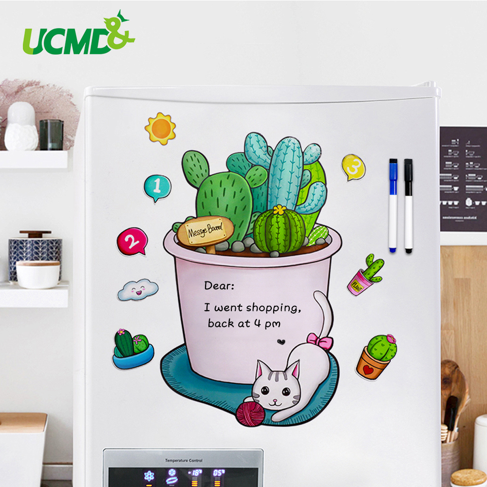 Magnetic Whiteboard Fridge Sticker Erasable Cactus Bread Writing Painting Message Board Memo Plan List Office Room Decor For kid