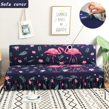 Flamingo All Inclusive Armless Sofa Cover Stretch Elastic with Skirt Edge for Folding Sofa Bed Cover Sofa Covers for Living Room