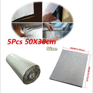 5PCS 7mm 30*50cm Self-Adhesive Car Door Hood Floor Sound Deadener Heat Barrier Mat