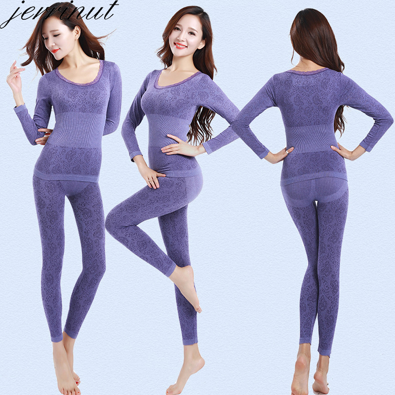 Jerrinut Thermal Underwear Women Long Johns Women For Winter Warm Long Johns Cotton Sexy Thermal Underwear Set For Women