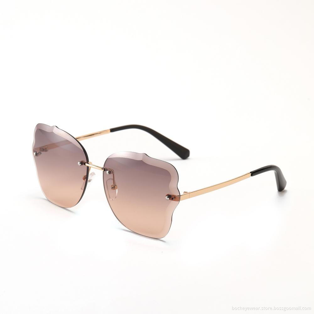Fashion Rimless Luxury Newest rhinestone oversized UV400 shade sunglasses men 2021