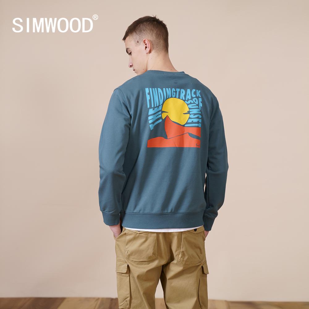 SIMWOOD 2021 spring Winter Sunset Print Hoodies Men Fashion Thick Warm Jogger Sweatshirts Plus Size Brand Clothing SJ170625