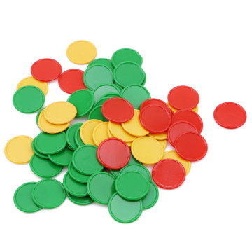 Ruiwjx 68 Pcs Round Tricolor Chip Game Token Colored Plastic Counters Counting Chips Bingo Markers for Math or Games