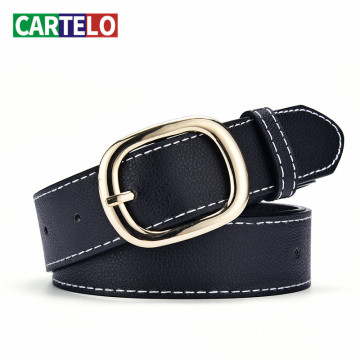 CARTELO New ladies belt top brand designer belts women's simple and versatile leather metal buckle ladies belts