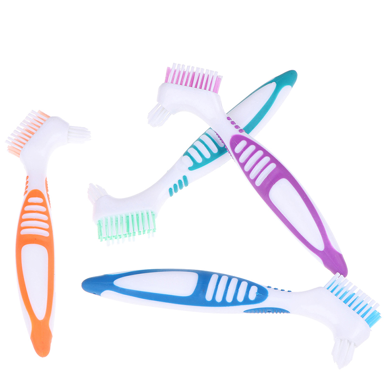Toothbrush Ergonomic Denture Cleaning Multi-Layered Bristles False Teeth Brush